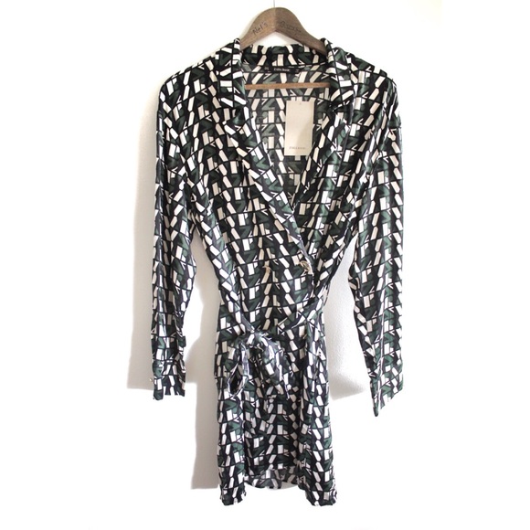 Zara NWT Satin Effect Logo Dress XL - Picture 5 of 12